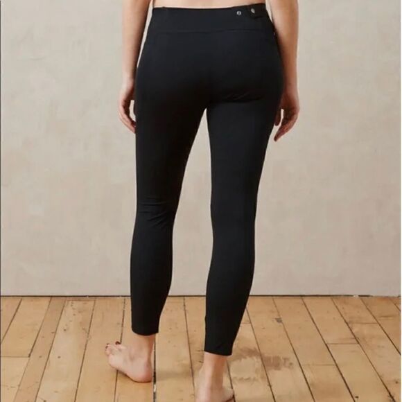 Aday Crop and Roll Snap Button Ankle Slit Black Leggings or Pants Size Xs - Picture 2 of 5